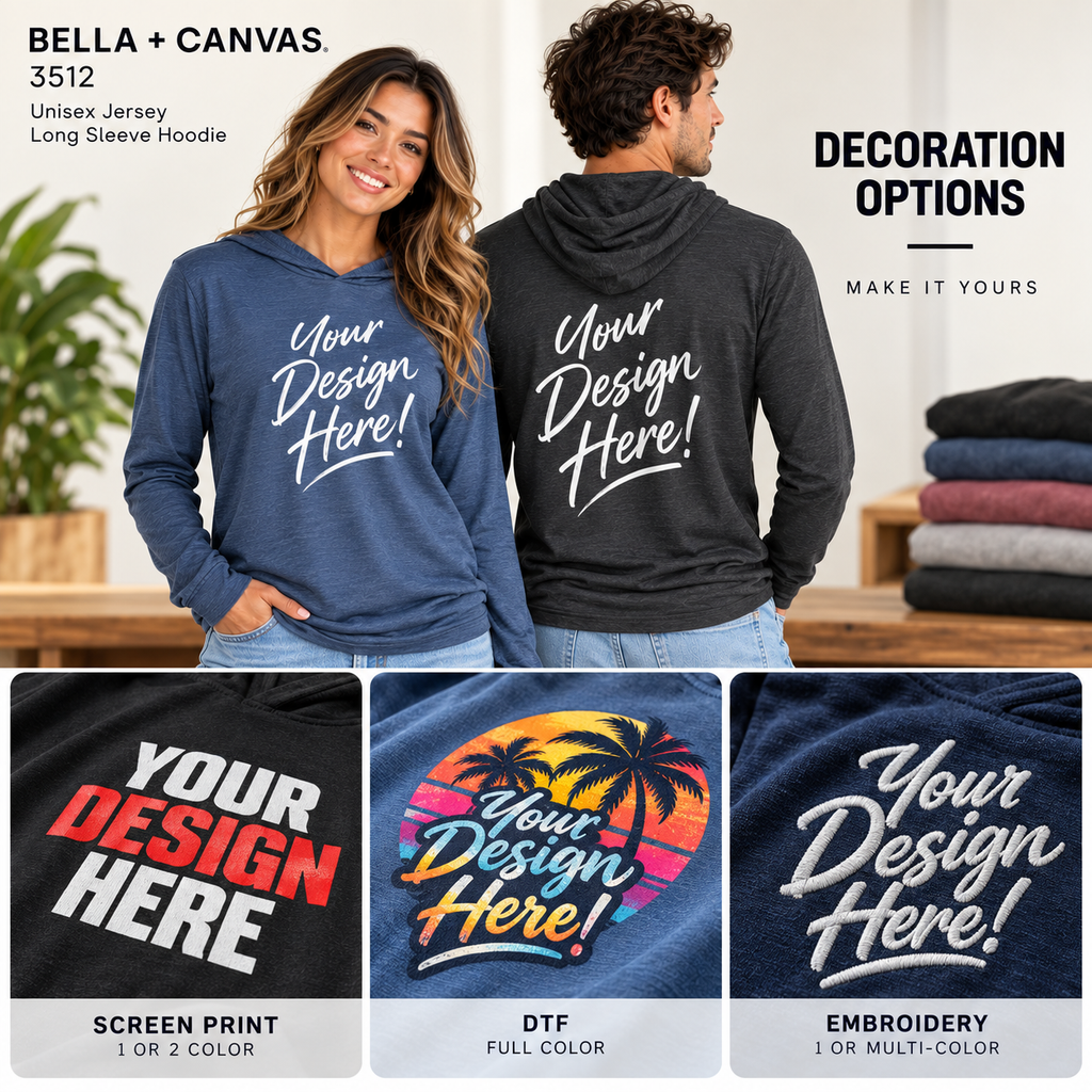 Bella + Canvas 3512 Unisex Jersey Long Sleeve Hoodie (3512)