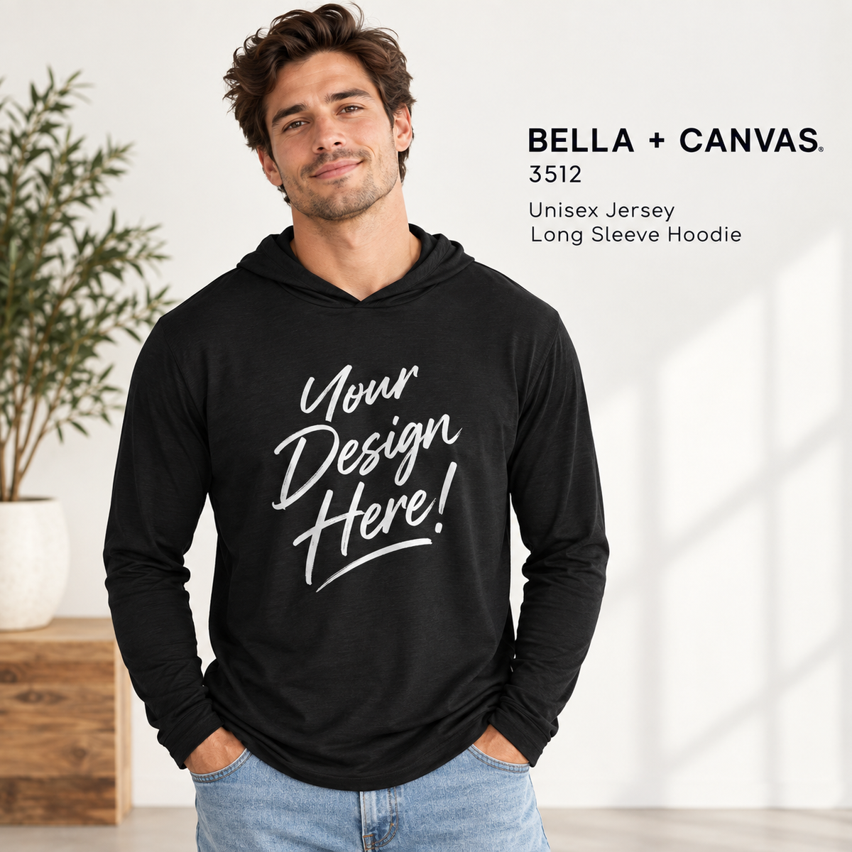 Bella + Canvas 3512 Unisex Jersey Long Sleeve Hoodie (3512)