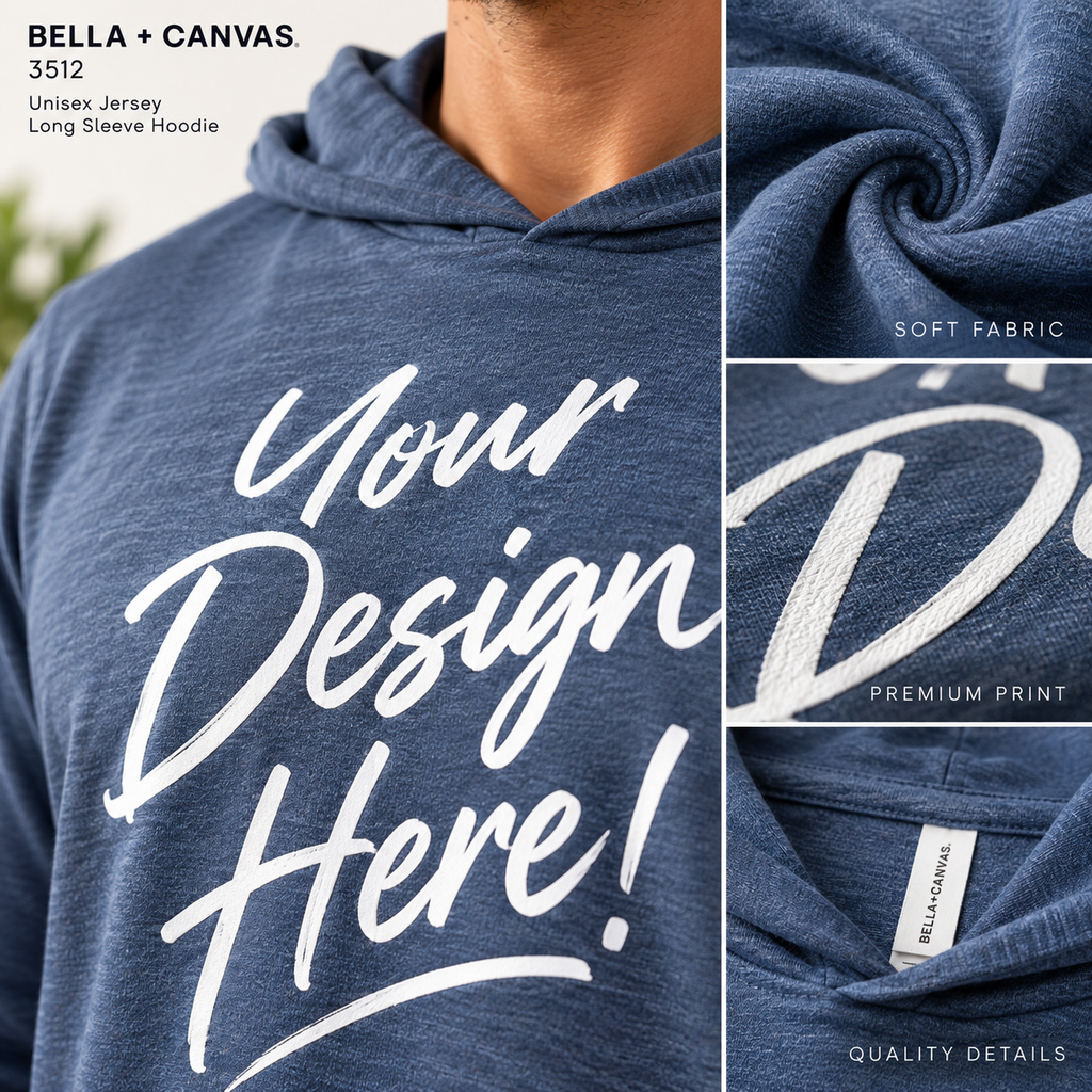 Bella + Canvas 3512 Unisex Jersey Long Sleeve Hoodie (3512)