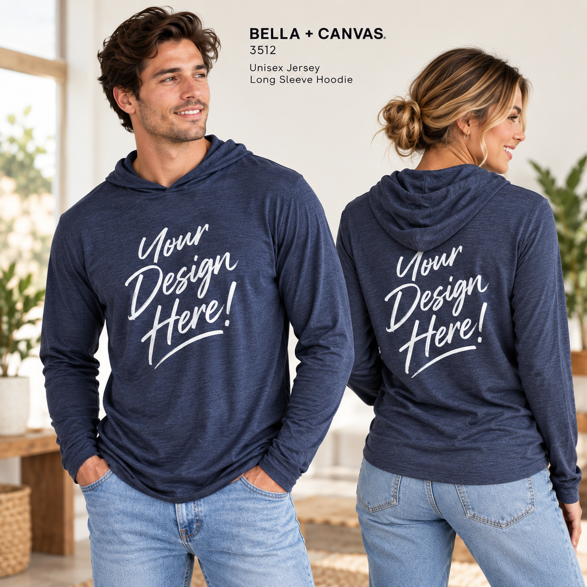 Bella + Canvas 3512 Unisex Jersey Long Sleeve Hoodie (3512)