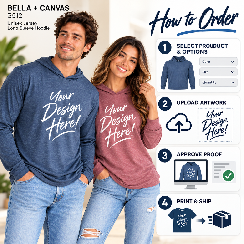 Bella + Canvas 3512 Unisex Jersey Long Sleeve Hoodie (3512)