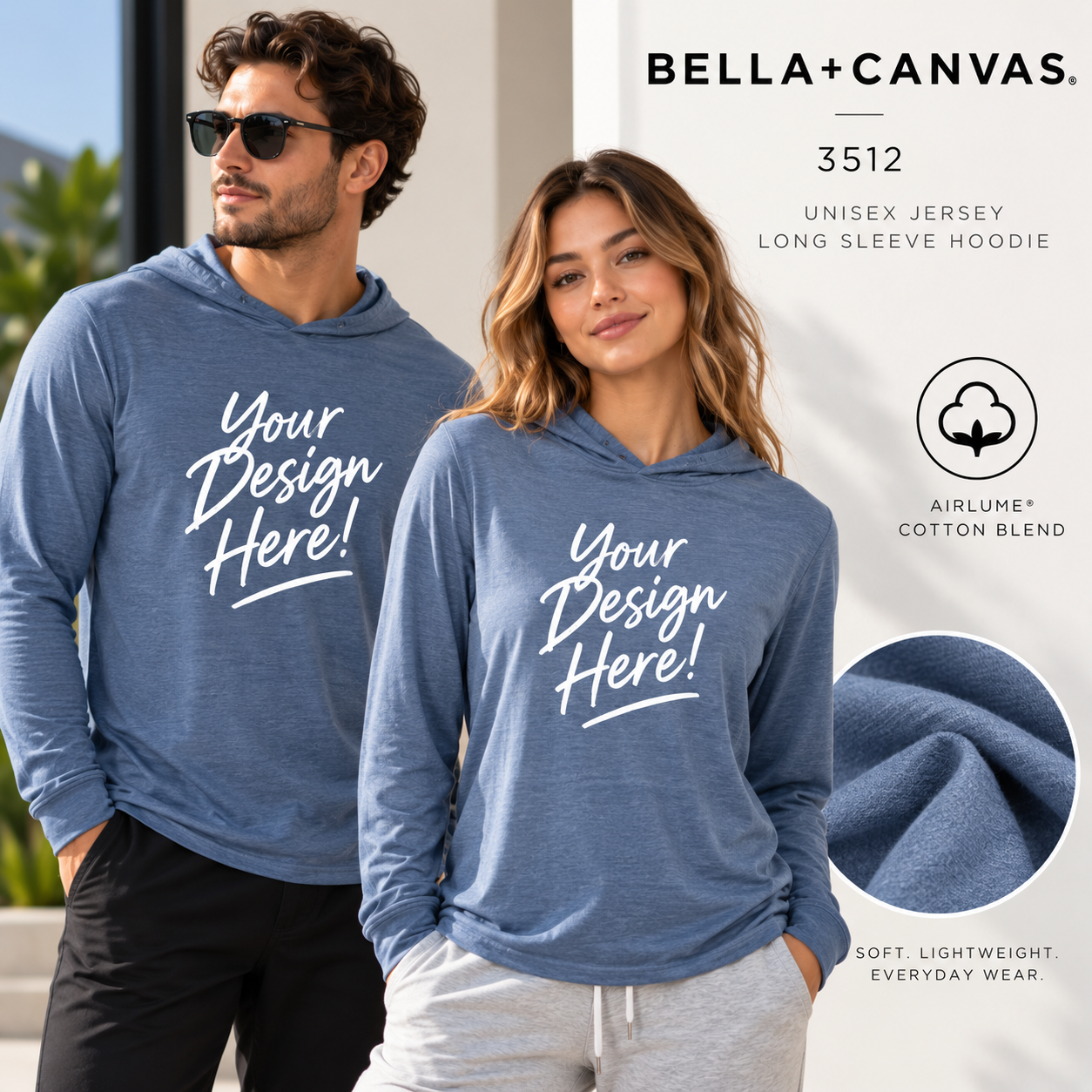 Bella + Canvas 3512 Unisex Jersey Long Sleeve Hoodie (3512)