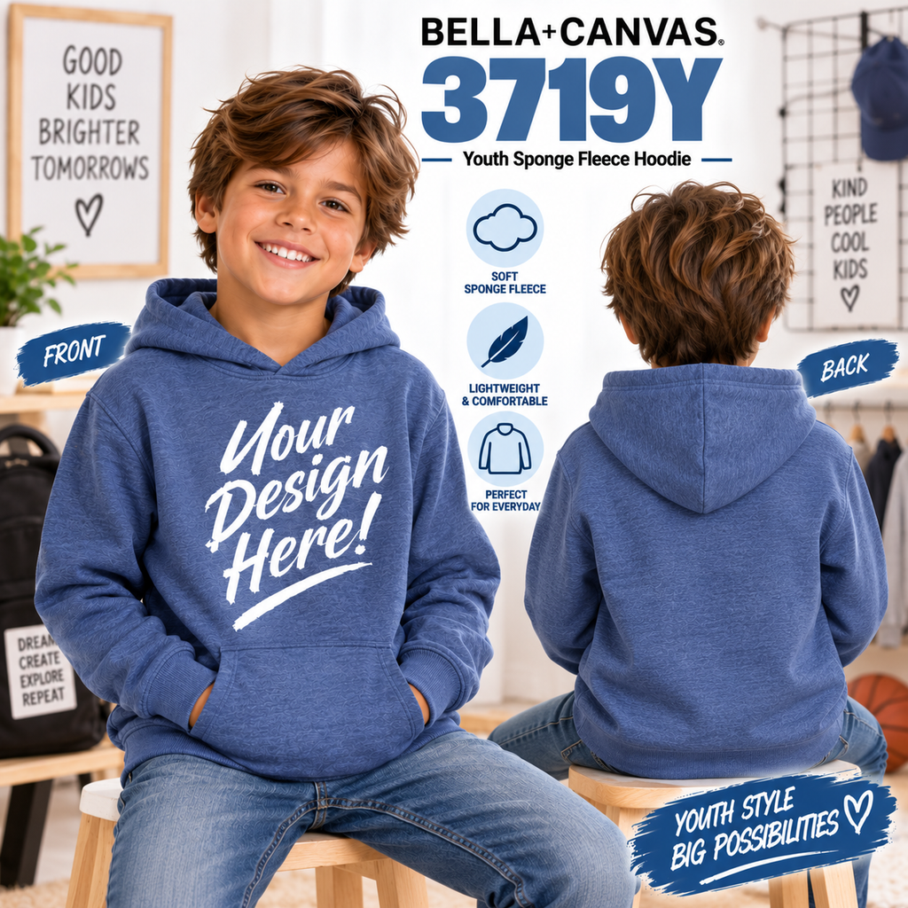 Bella + Canvas Youth Sponge Fleece Hoodie (3719Y)