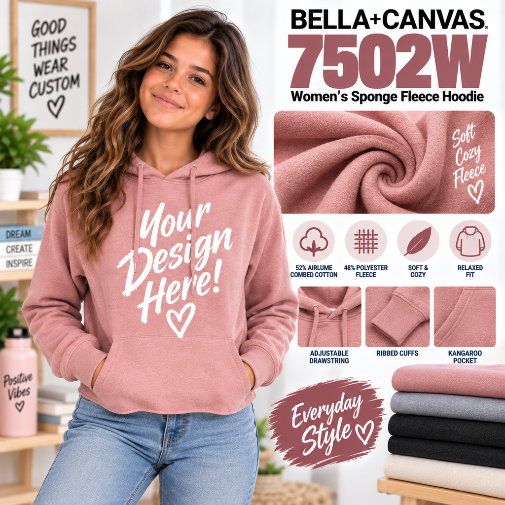 Bella + Canvas  Women's Sponge Fleece Hoodie (7502W)