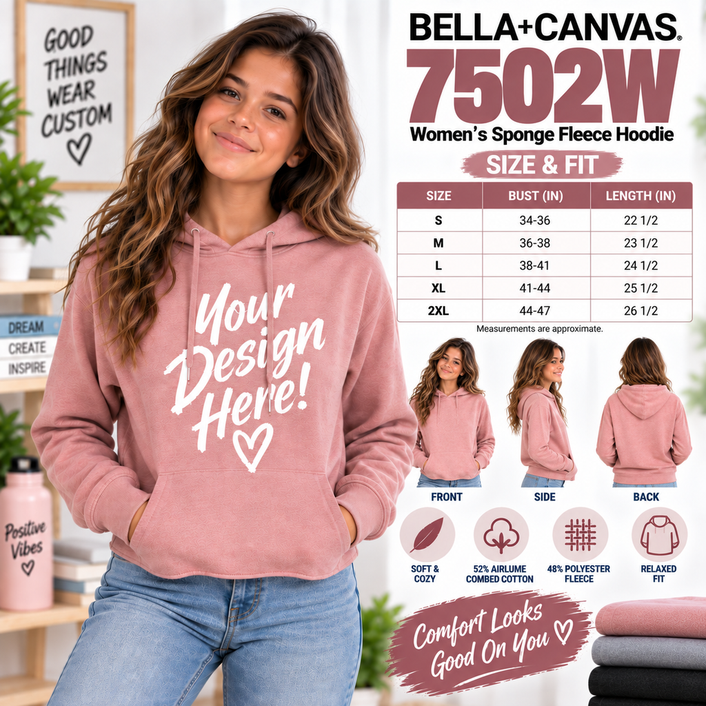 Bella + Canvas  Women's Sponge Fleece Hoodie (7502W)