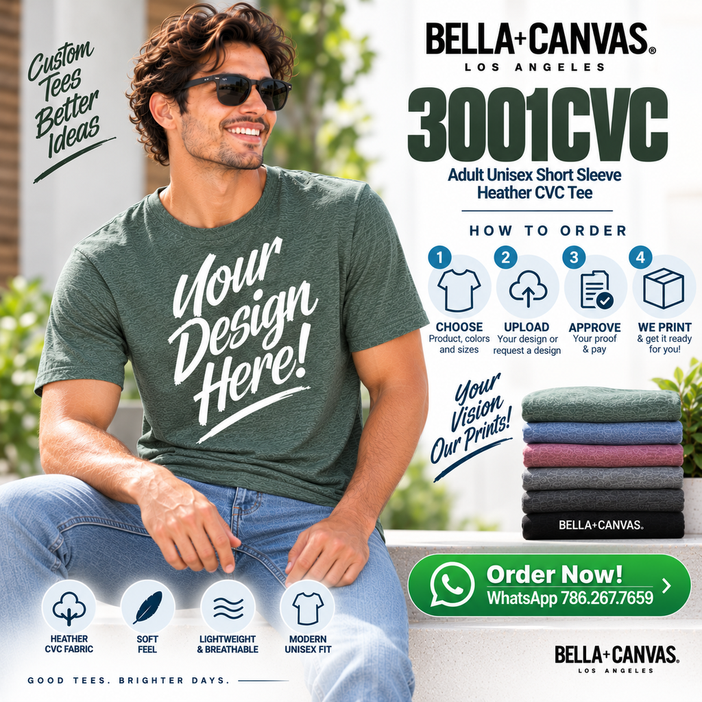 Bella + Canvas Adult Unisex Short Sleeve Heather CVC Tee (3001CVC)