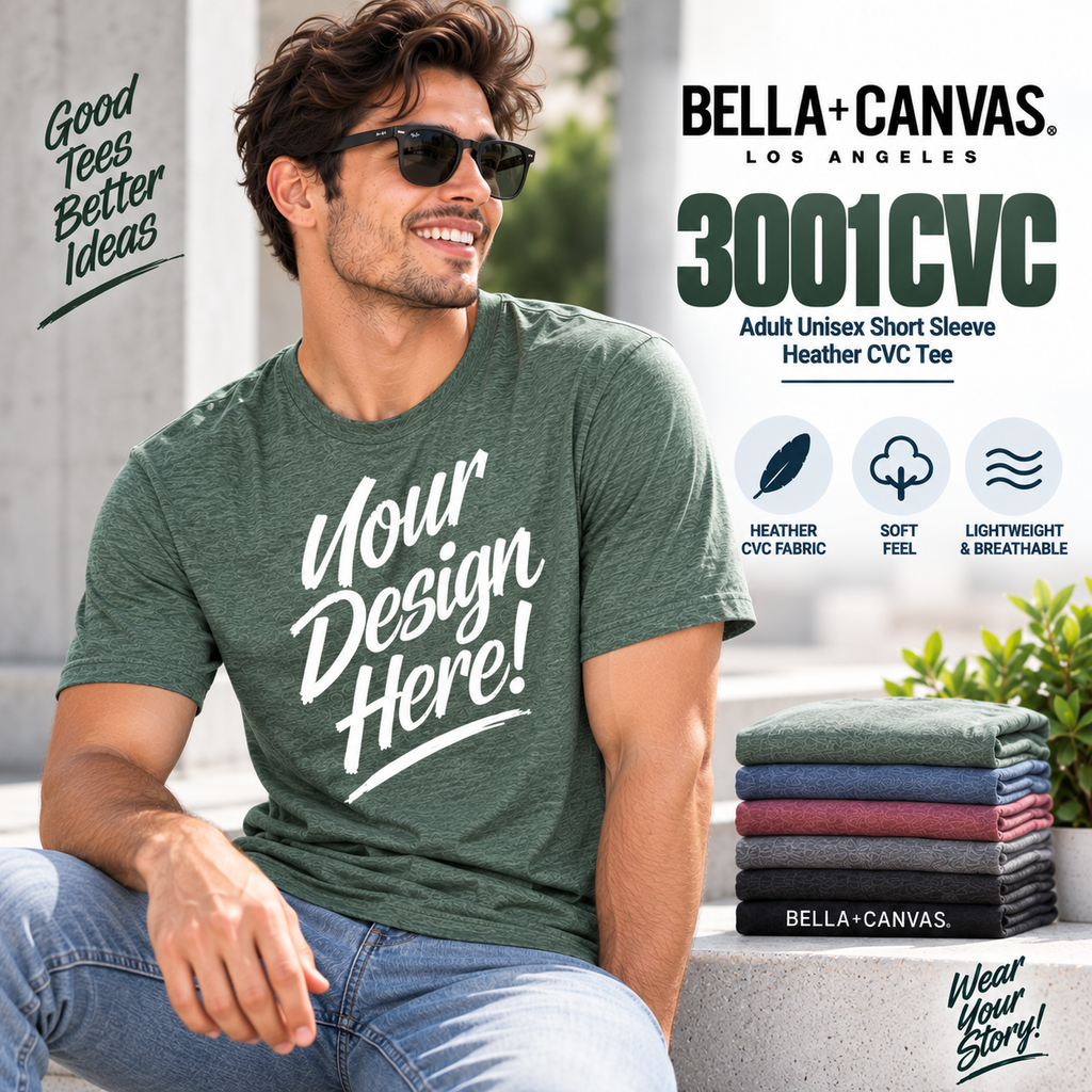 Bella + Canvas Adult Unisex Short Sleeve Heather CVC Tee (3001CVC)