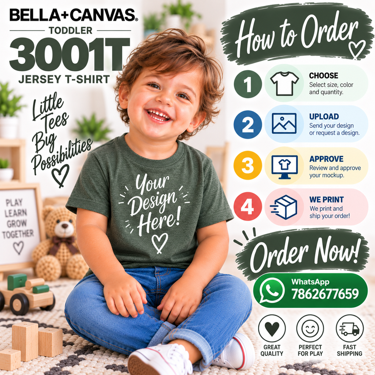 Bella + Canvas Toddler Jersey T-Shirt (3001T)