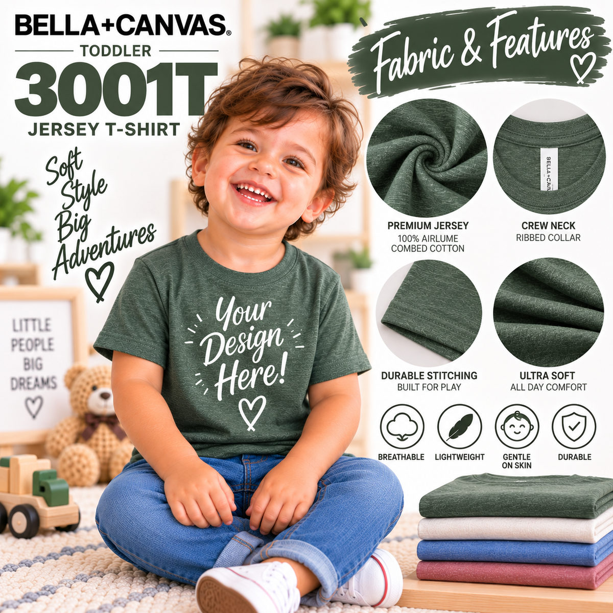 Bella + Canvas Toddler Jersey T-Shirt (3001T)