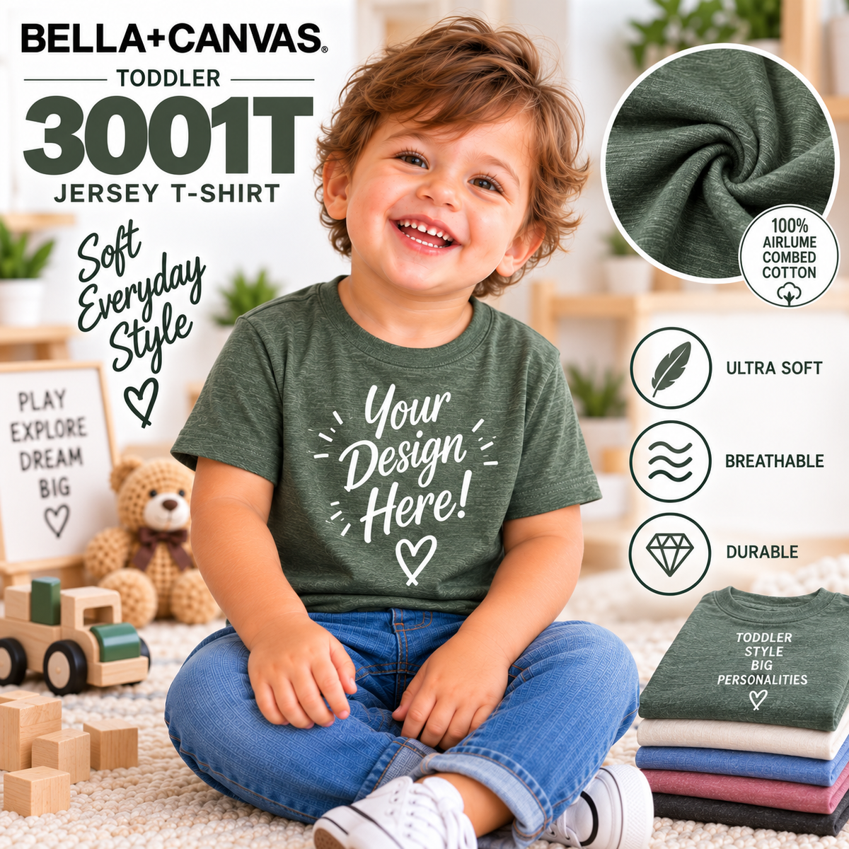 Bella + Canvas Toddler Jersey T-Shirt (3001T)