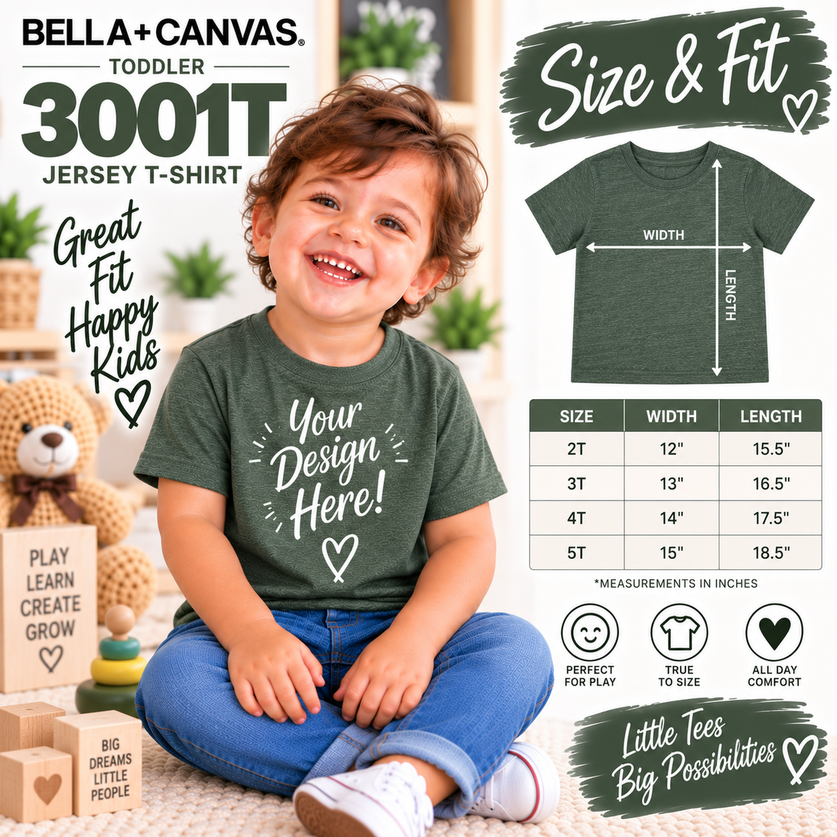 Bella + Canvas Toddler Jersey T-Shirt (3001T)