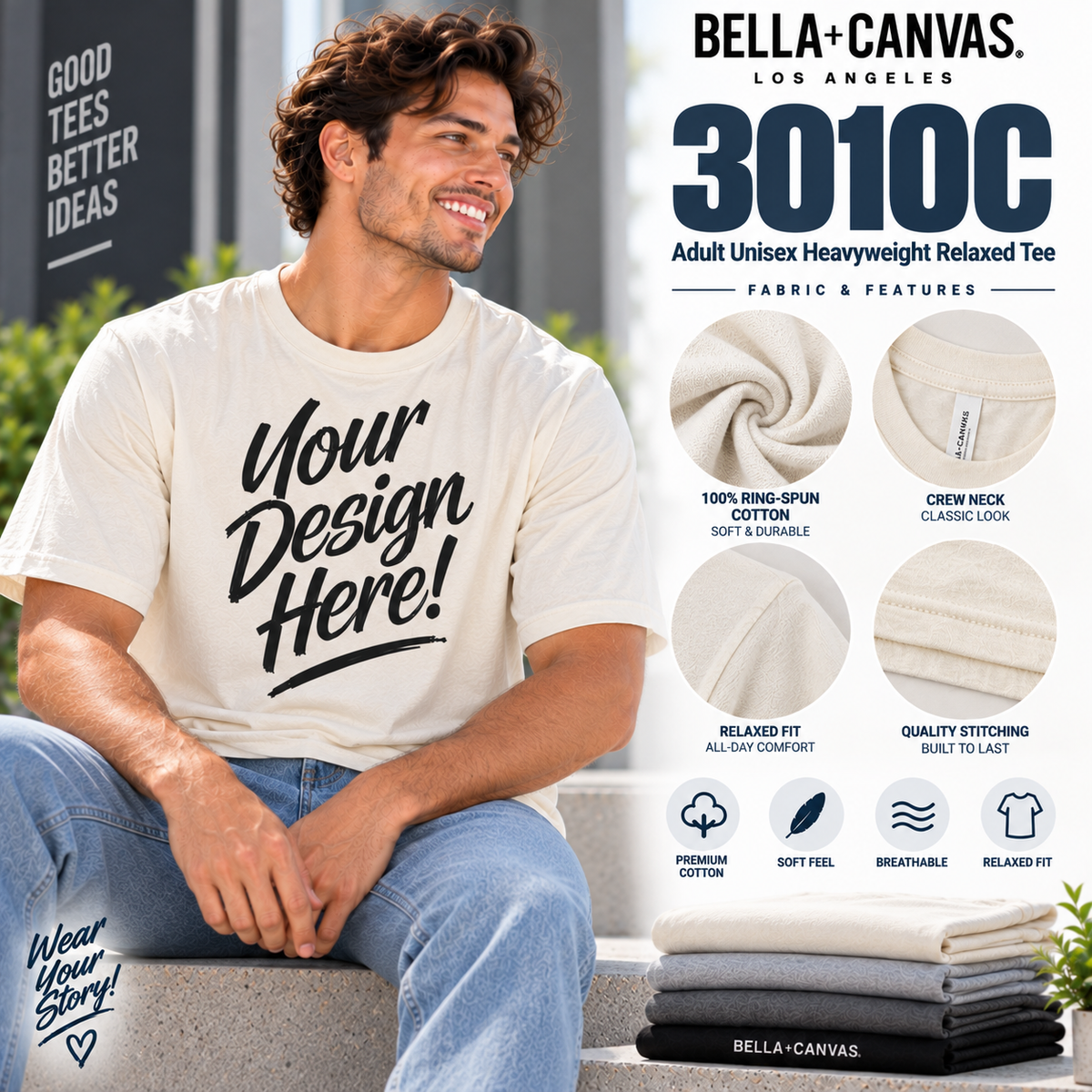 Bella + Canvas  Adult Unisex Heavyweight Relaxed Tee (3010C)