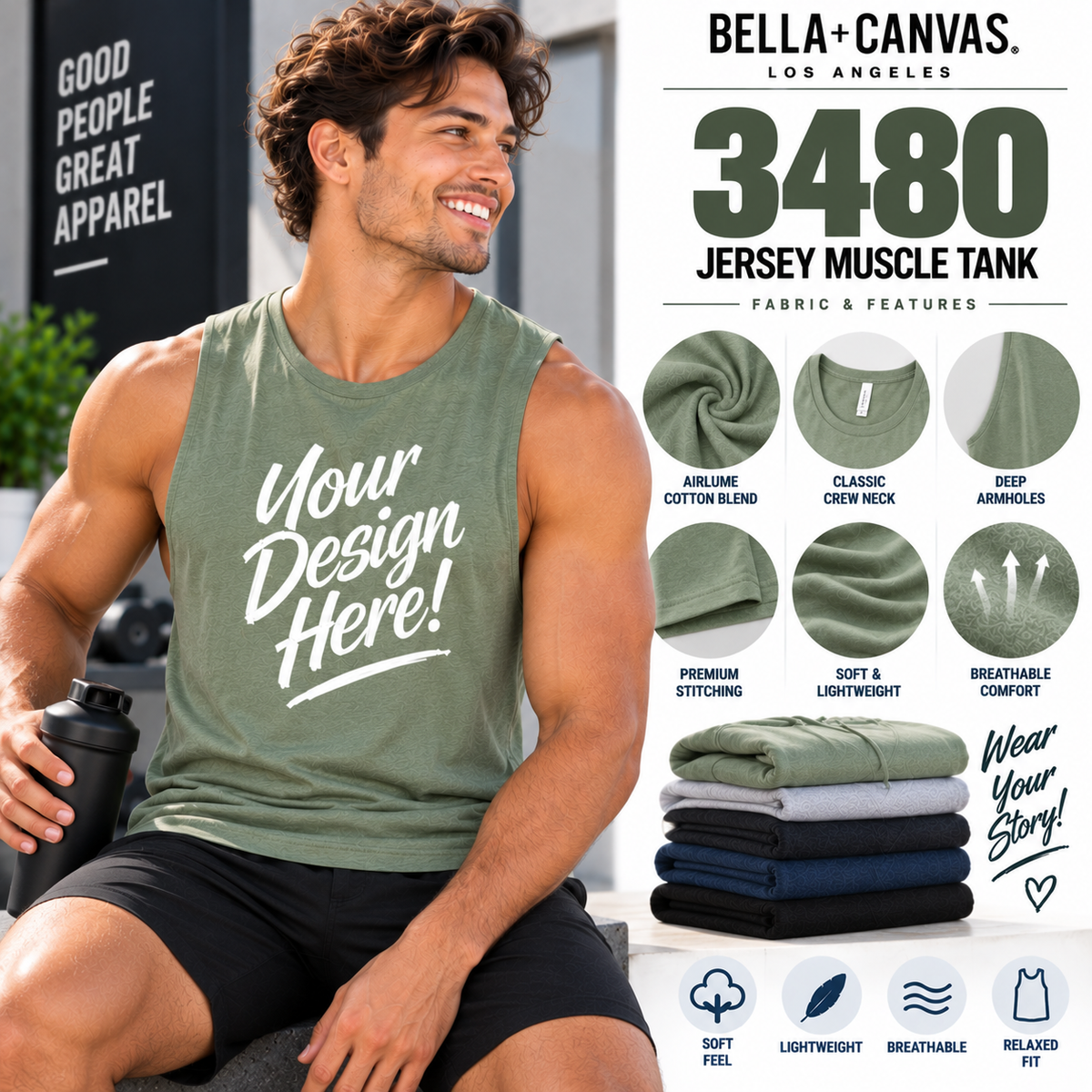 Bella + Canvas Adult Unisex Jersey Muscle Tank (3480)