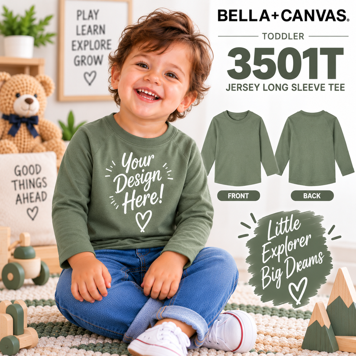 Bella+Canvas Toddler Jersey Long Sleeve Tee (3501T)