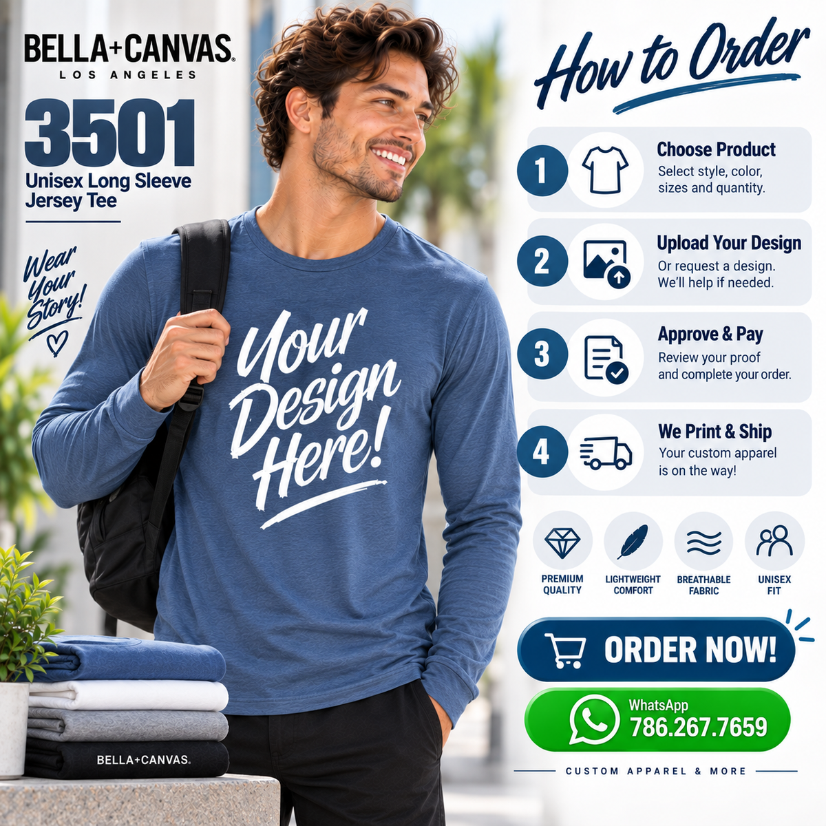 Bella + Canvas  Unisex Long Sleeve Jersey Tee (3501)