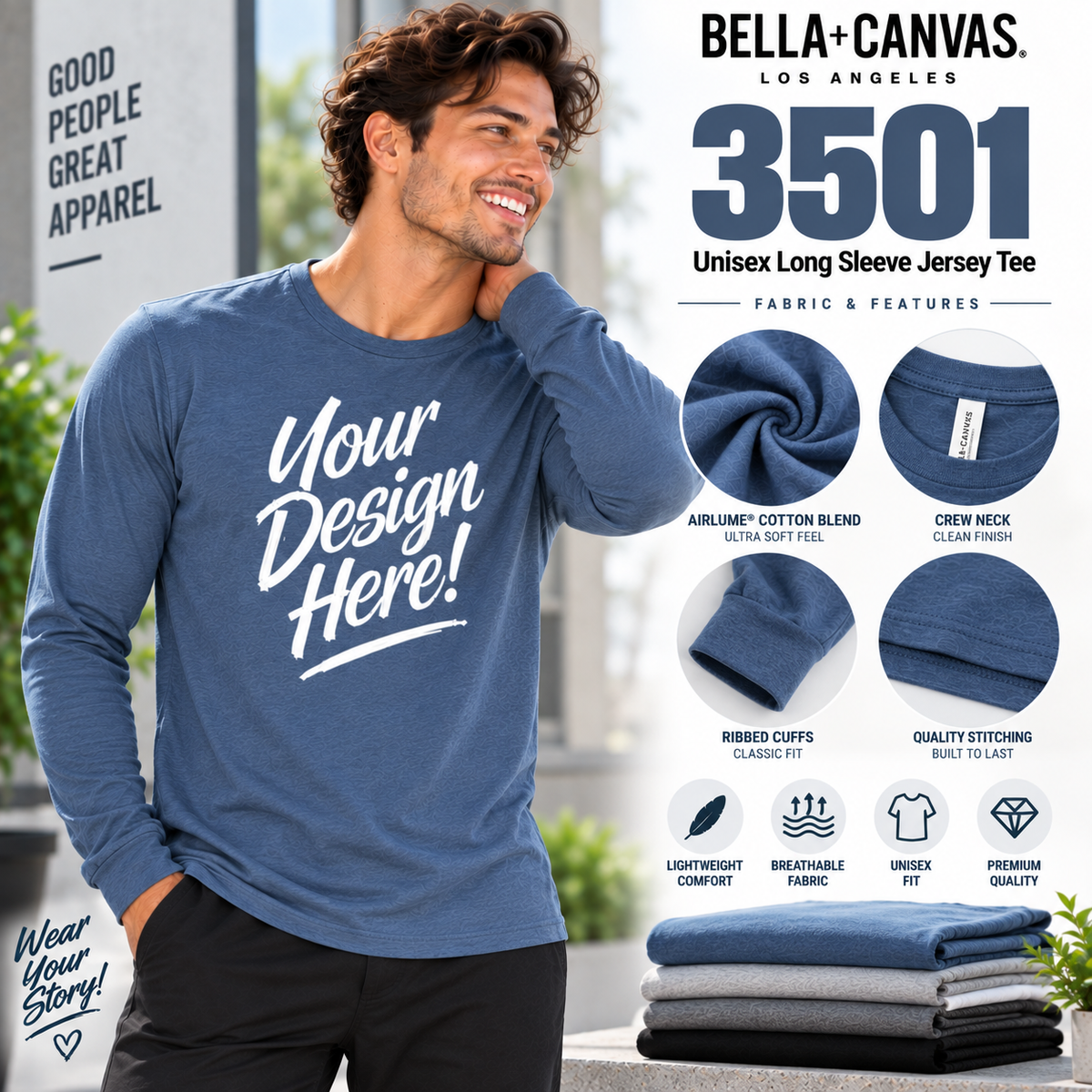 Bella + Canvas  Unisex Long Sleeve Jersey Tee (3501)