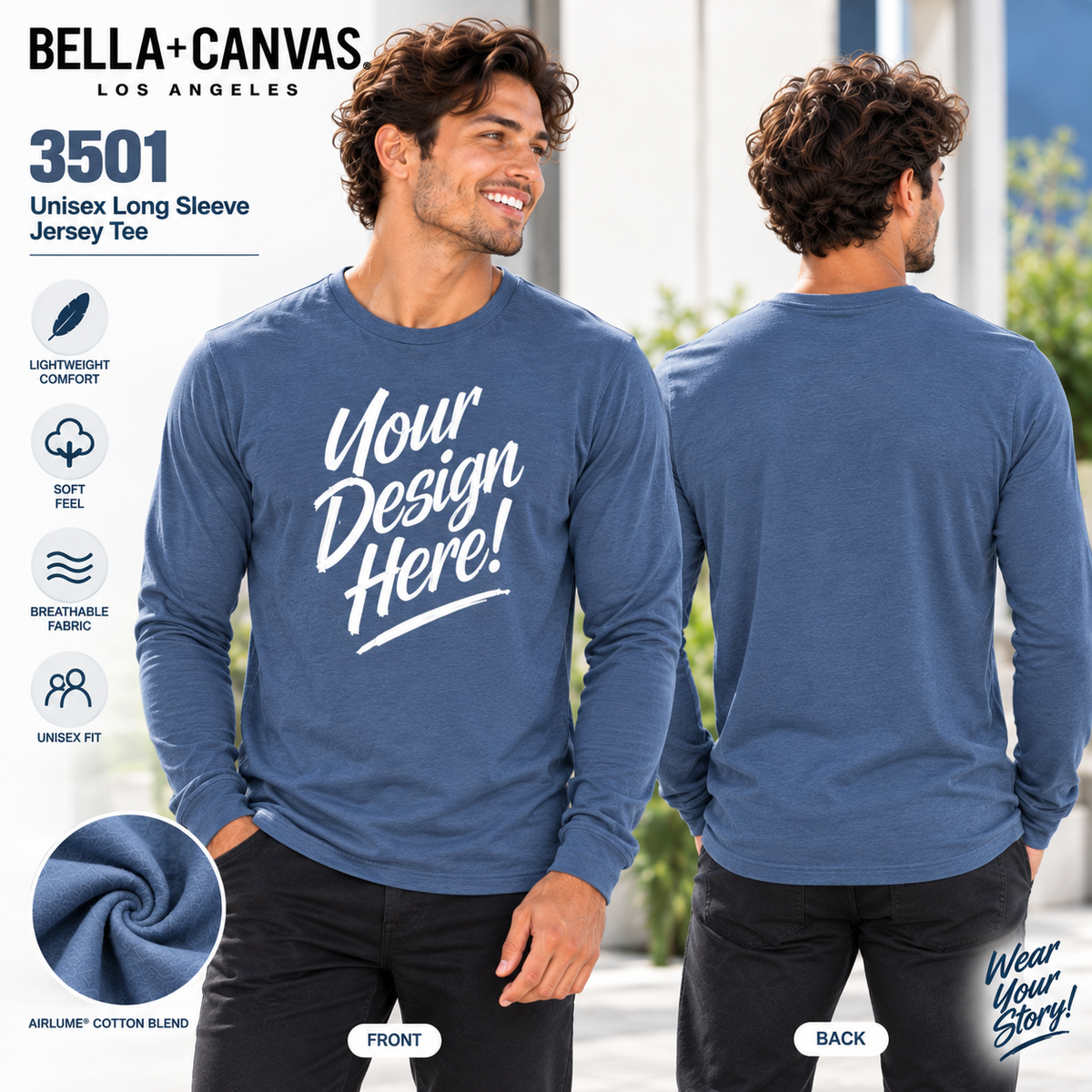 Bella + Canvas  Unisex Long Sleeve Jersey Tee (3501)