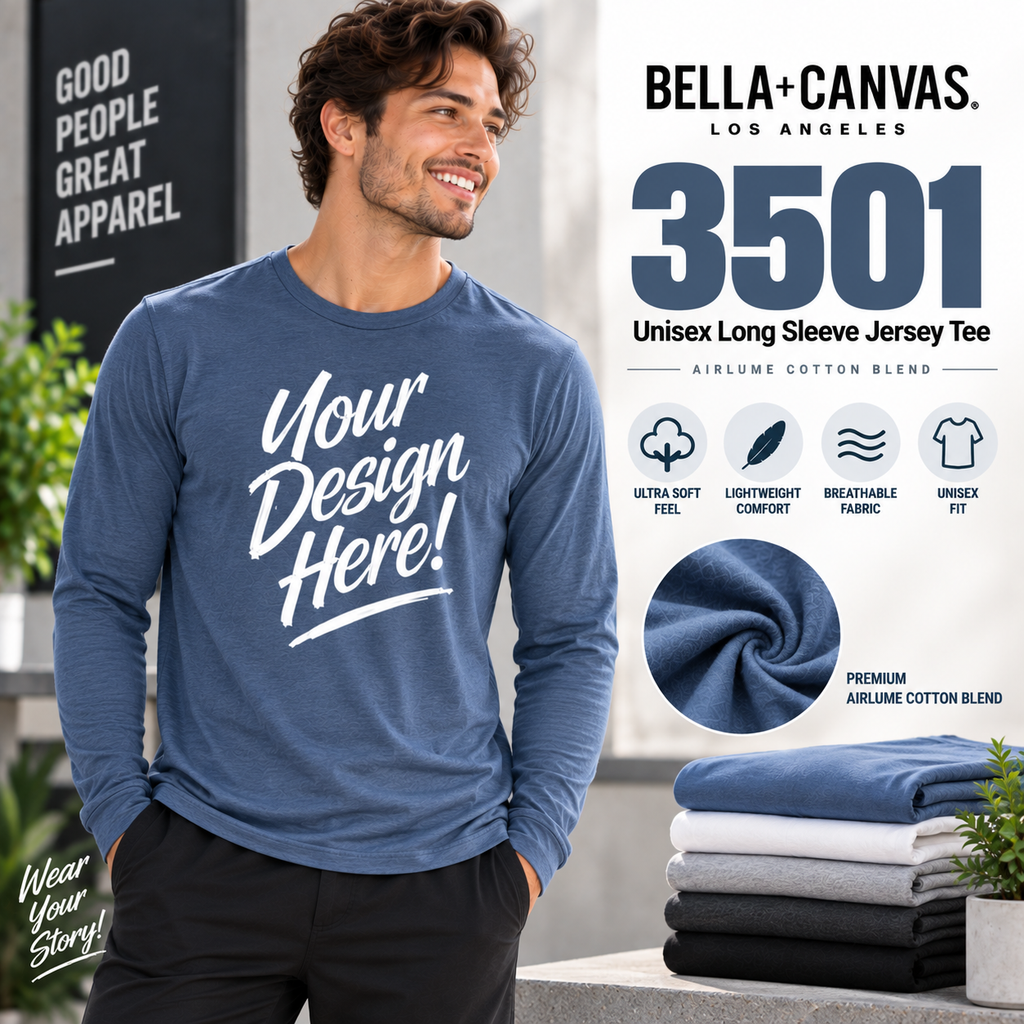 Bella + Canvas  Unisex Long Sleeve Jersey Tee (3501)