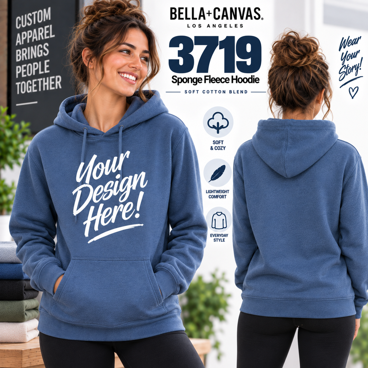 Bella + Canvas Adult Unisex Sponge Fleece Hoodie (3719)