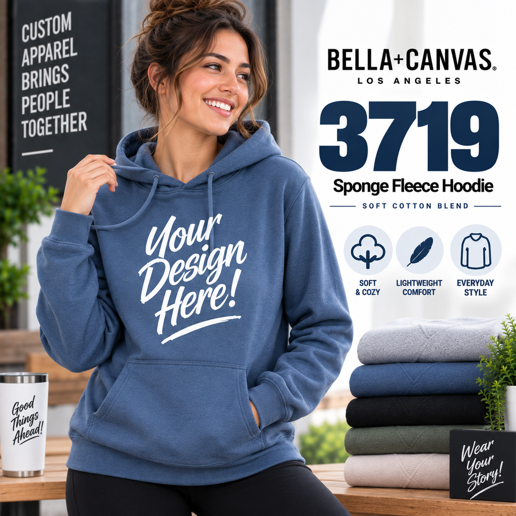 Bella + Canvas Adult Unisex Sponge Fleece Hoodie (3719)