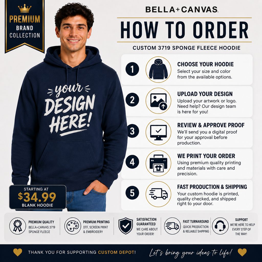 Bella + Canvas Adult Unisex Sponge Fleece Hoodie (3719)
