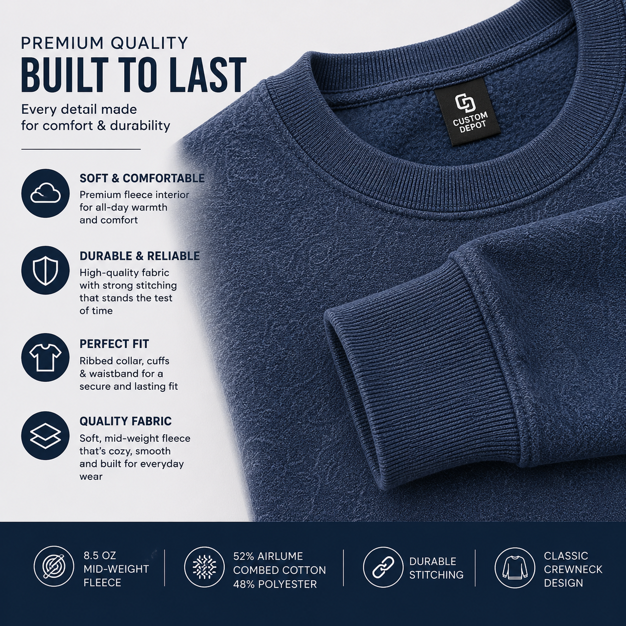 Bella + Canvas Adult Unisex Sponge Fleece Crewneck Sweatshirt (3901)