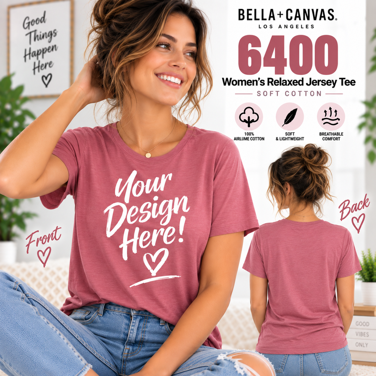 Bella + Canvas Women's Relaxed Jersey/Cotton Tee (6400)