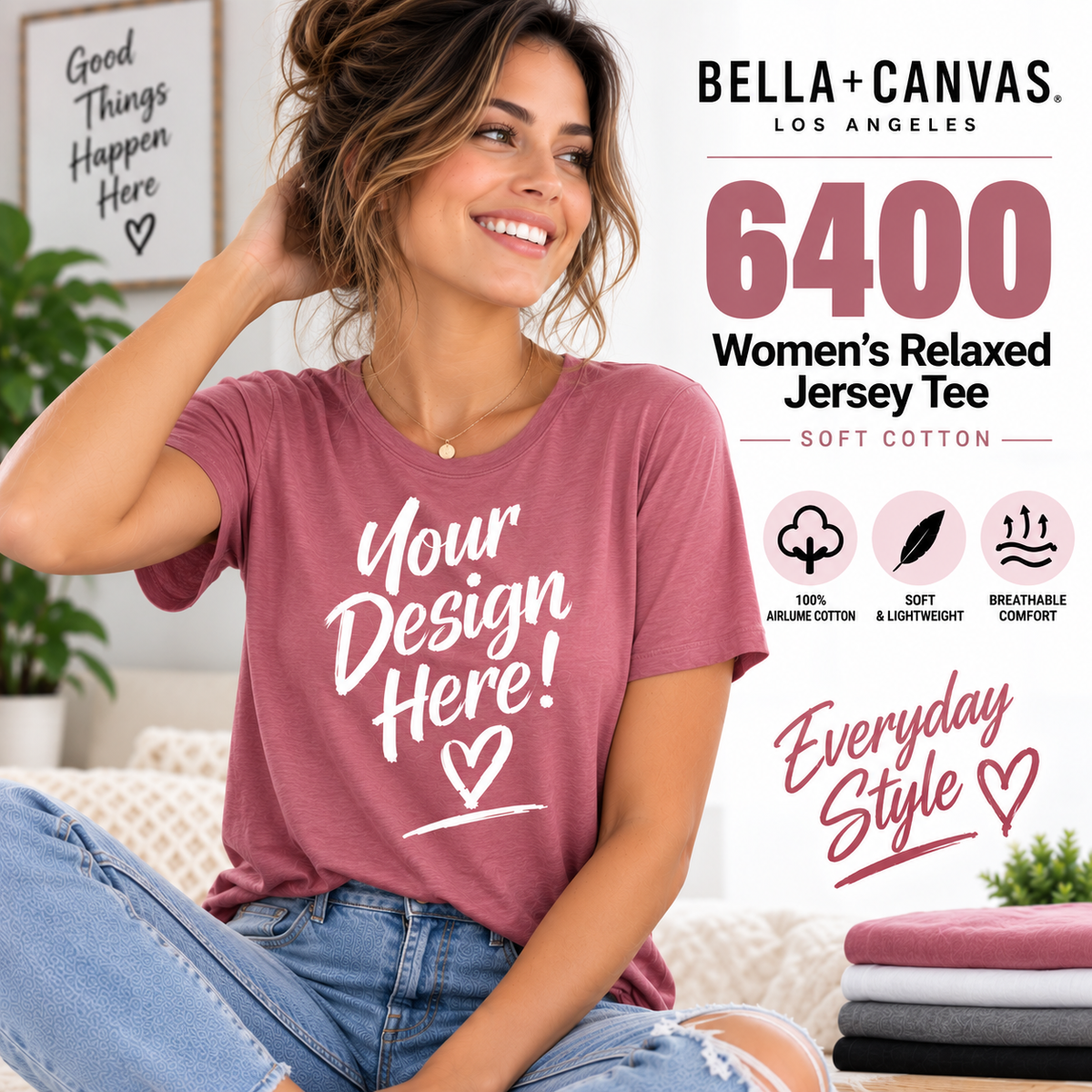 Bella + Canvas Women's Relaxed Jersey/Cotton Tee (6400)
