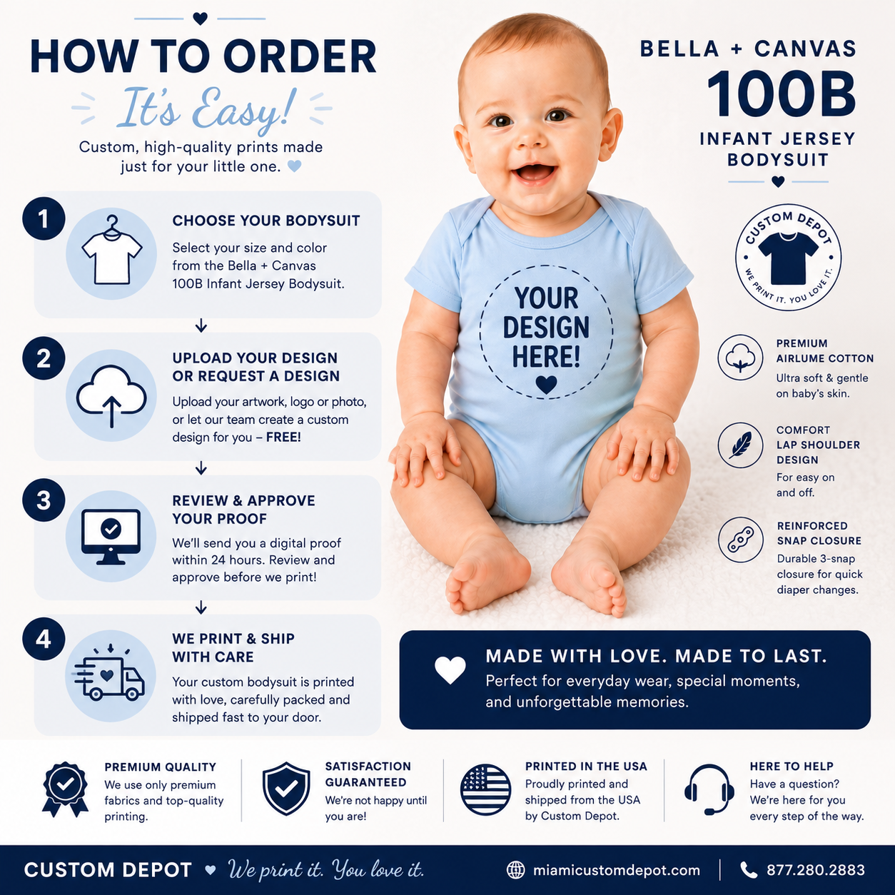 Bella + Canvas  Infant Baby Jersey Bodysuit (100B)