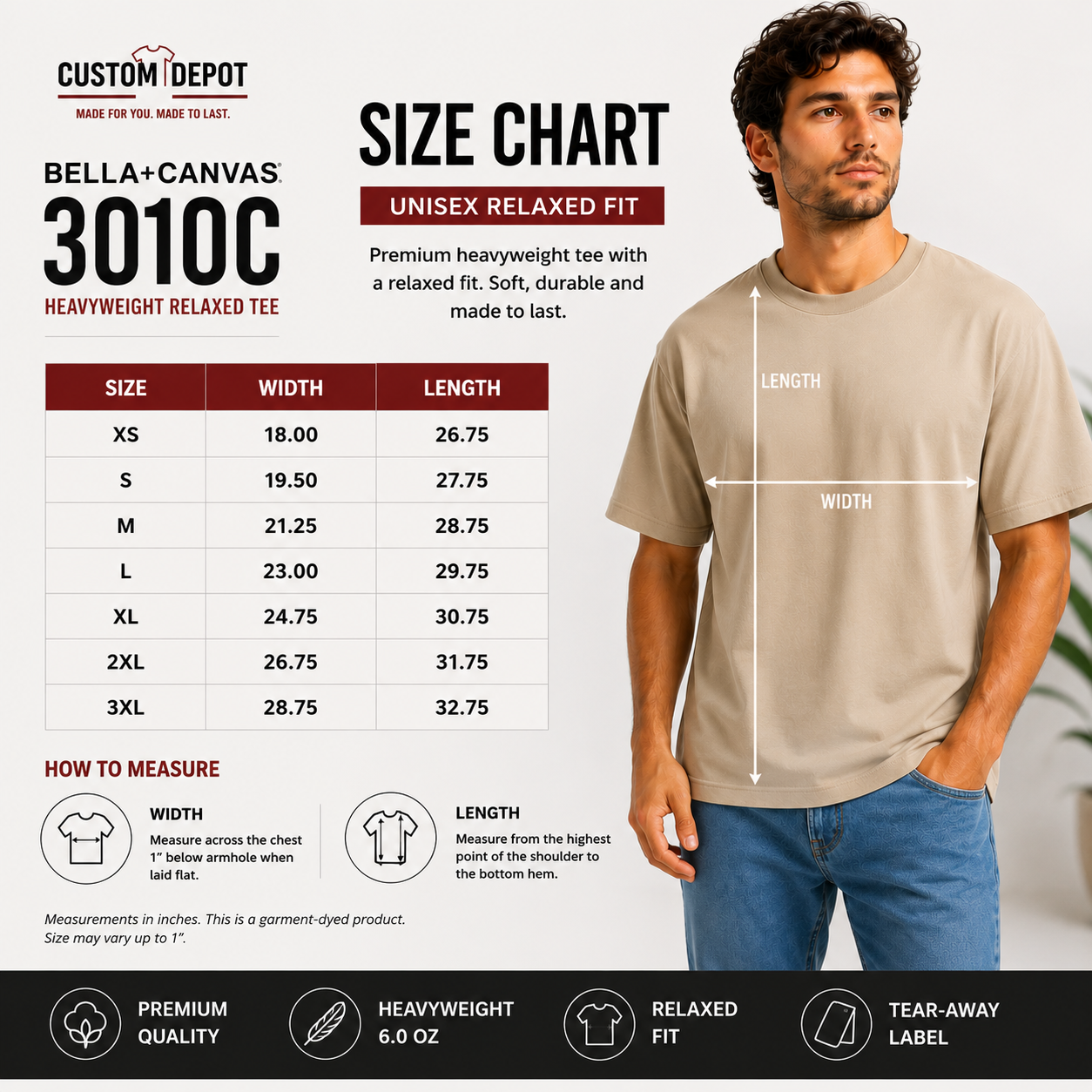 Bella + Canvas  Adult Unisex Heavyweight Relaxed Tee (3010C)