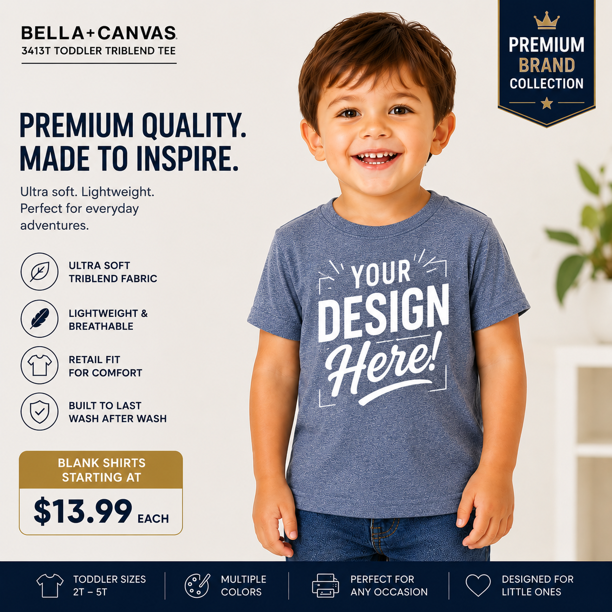 Bella + Canvas  Toddler Triblend T-Shirt (3413T)
