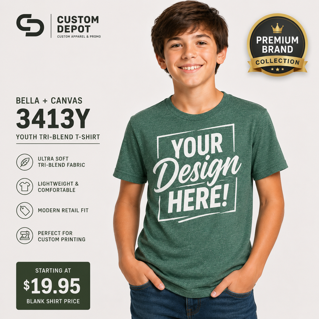 Bella + Canvas  Youth TriBlend T-Shirt | Ultra-Soft Premium Kids Tee (3413Y)