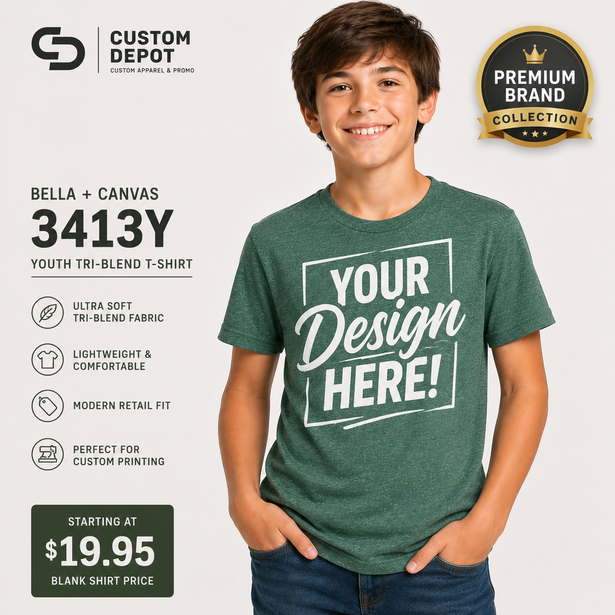 Bella + Canvas  Youth TriBlend T-Shirt | Ultra-Soft Premium Kids Tee (3413Y)