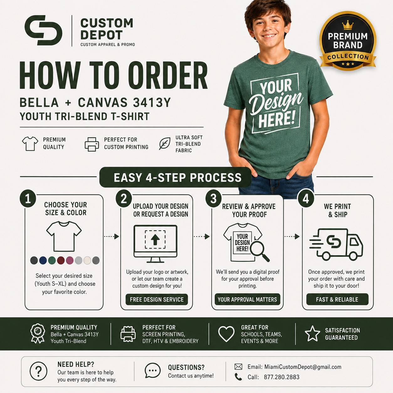 Bella + Canvas  Youth TriBlend T-Shirt | Ultra-Soft Premium Kids Tee (3413Y)
