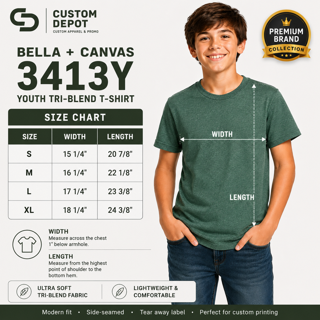 Bella + Canvas  Youth TriBlend T-Shirt | Ultra-Soft Premium Kids Tee (3413Y)