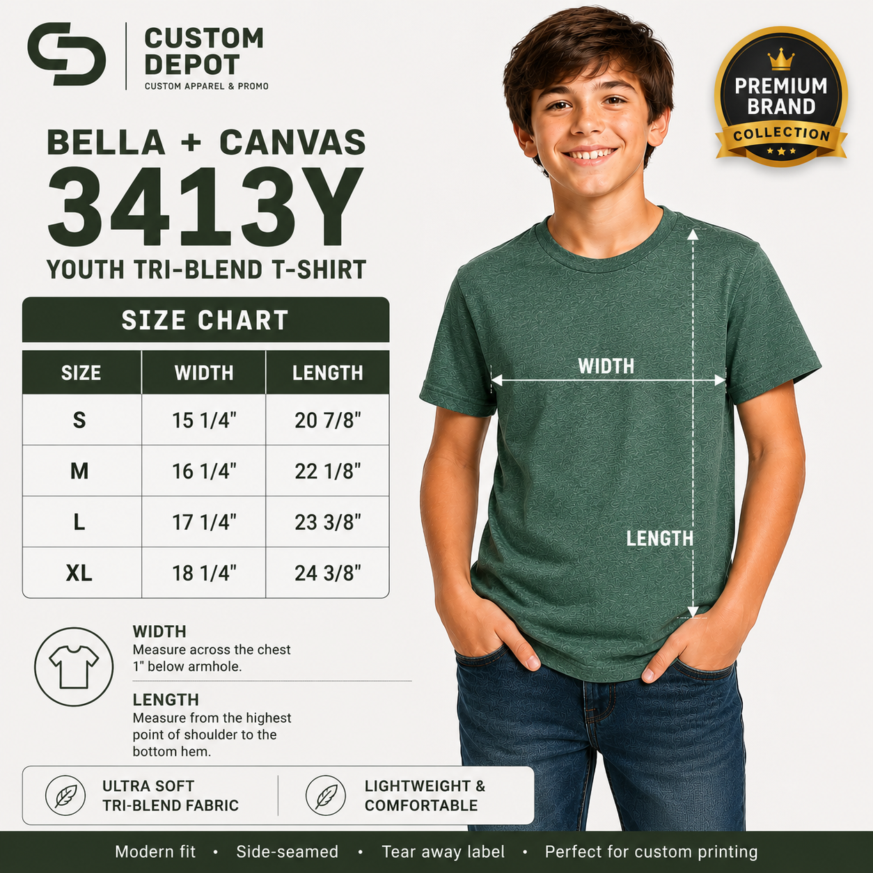Bella + Canvas  Youth TriBlend T-Shirt | Ultra-Soft Premium Kids Tee (3413Y)