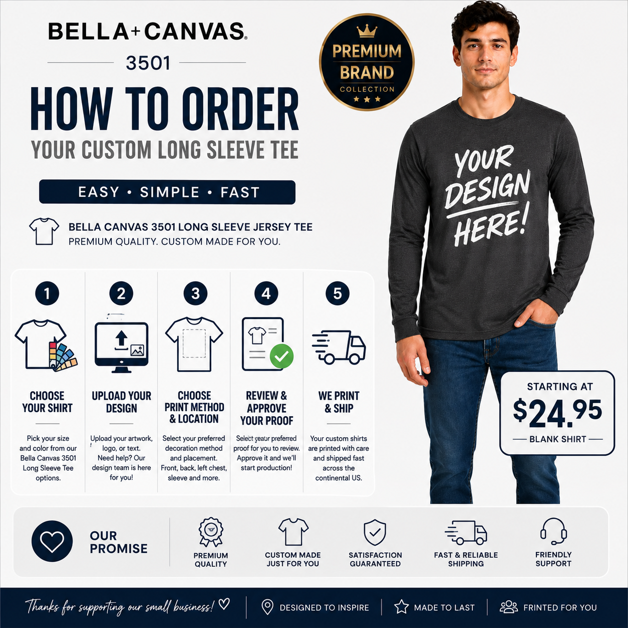 Bella + Canvas  Unisex Long Sleeve Jersey Tee (3501)