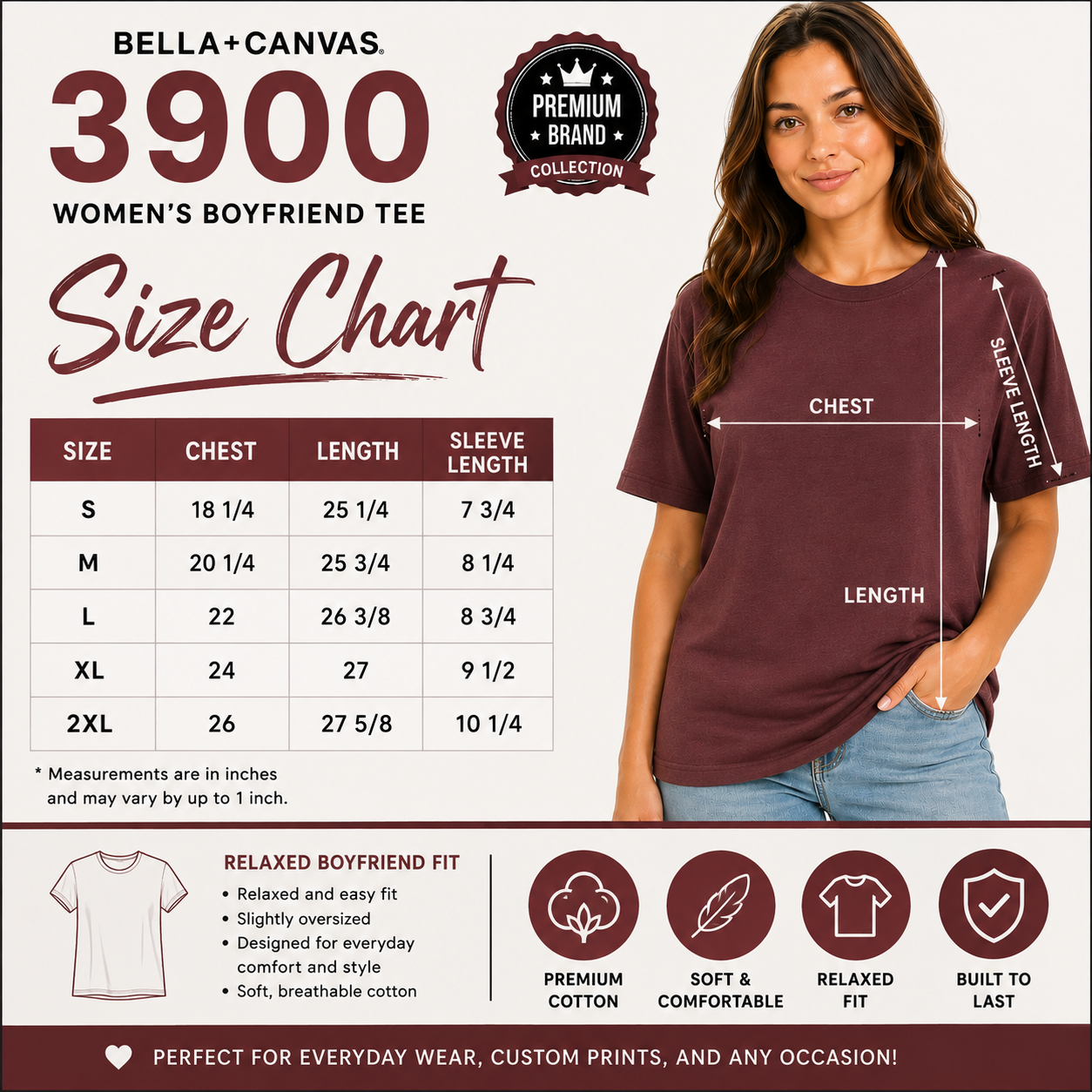 Custom Women's Boyfriend Tee | Cotton T-Shirt (3900)