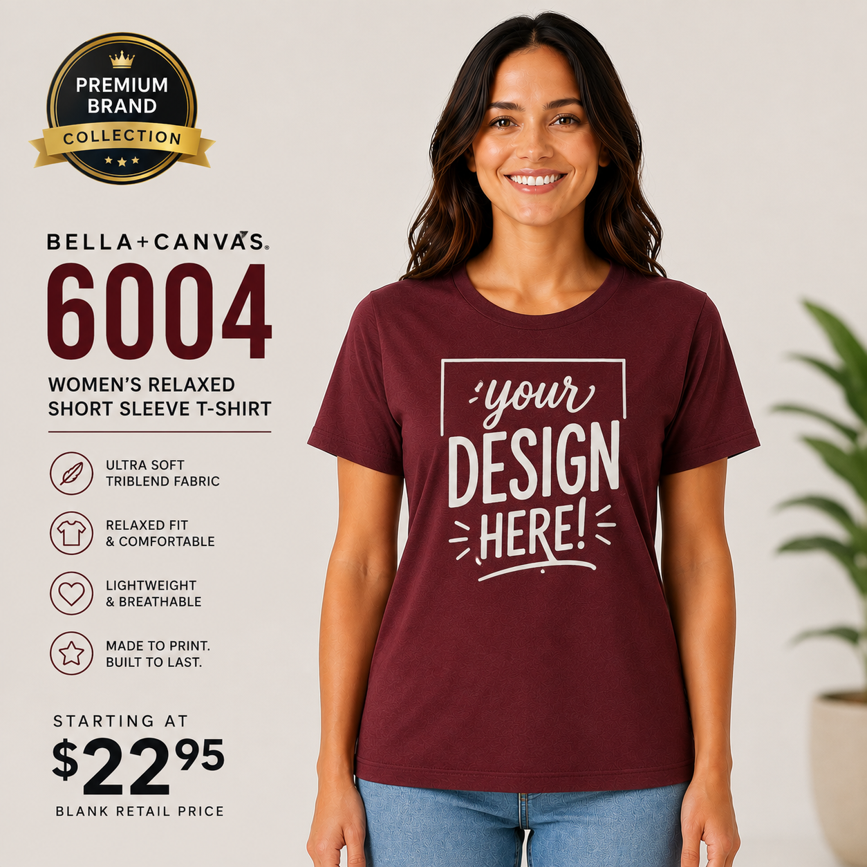 Bella + Canvas Women's Favorite Tee | Premium Airlume Cotton (6004)