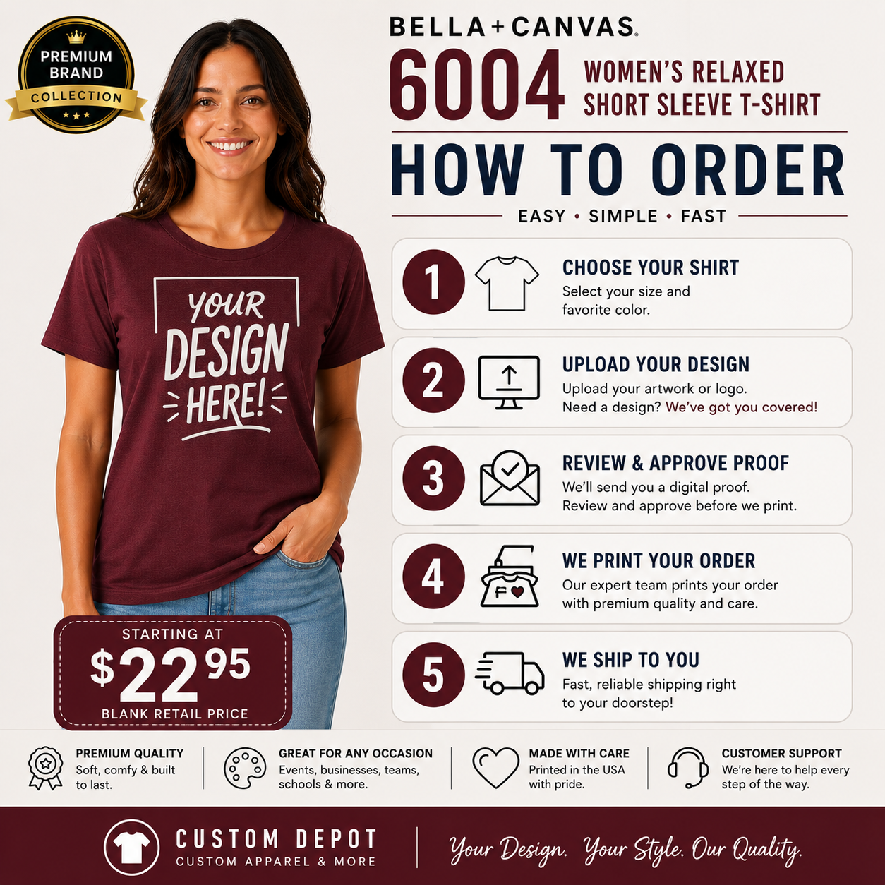 Bella + Canvas Women's Favorite Tee | Premium Airlume Cotton (6004)