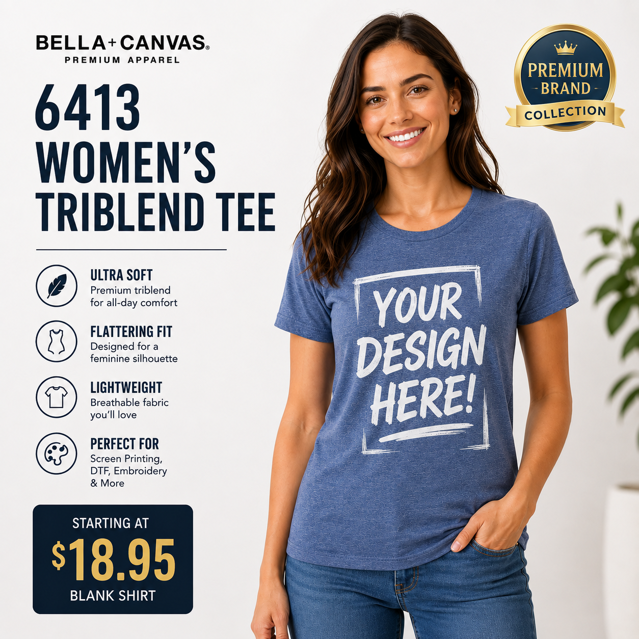 Bella + Canvas Women's TriBlend T-Shirt |  Soft Premium Tee (6413)
