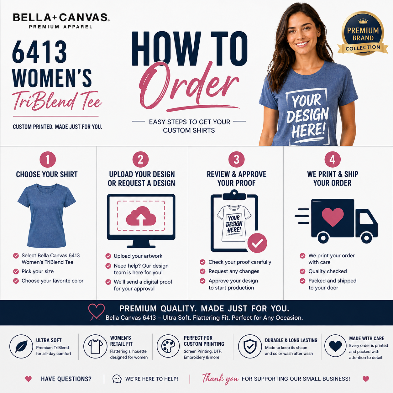Bella + Canvas Women's TriBlend T-Shirt |  Soft Premium Tee (6413)