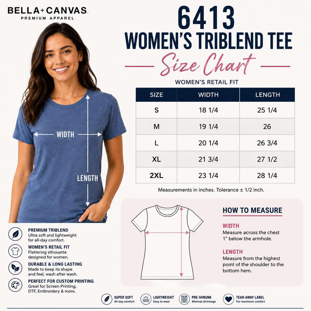 Bella + Canvas Women's TriBlend T-Shirt |  Soft Premium Tee (6413)