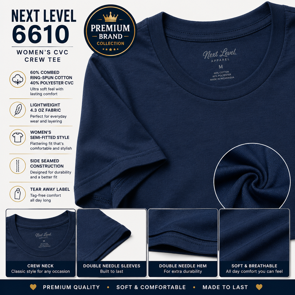 Next Level Women's CVC Crew Tee  | Soft Cotton Blend (NL6610)