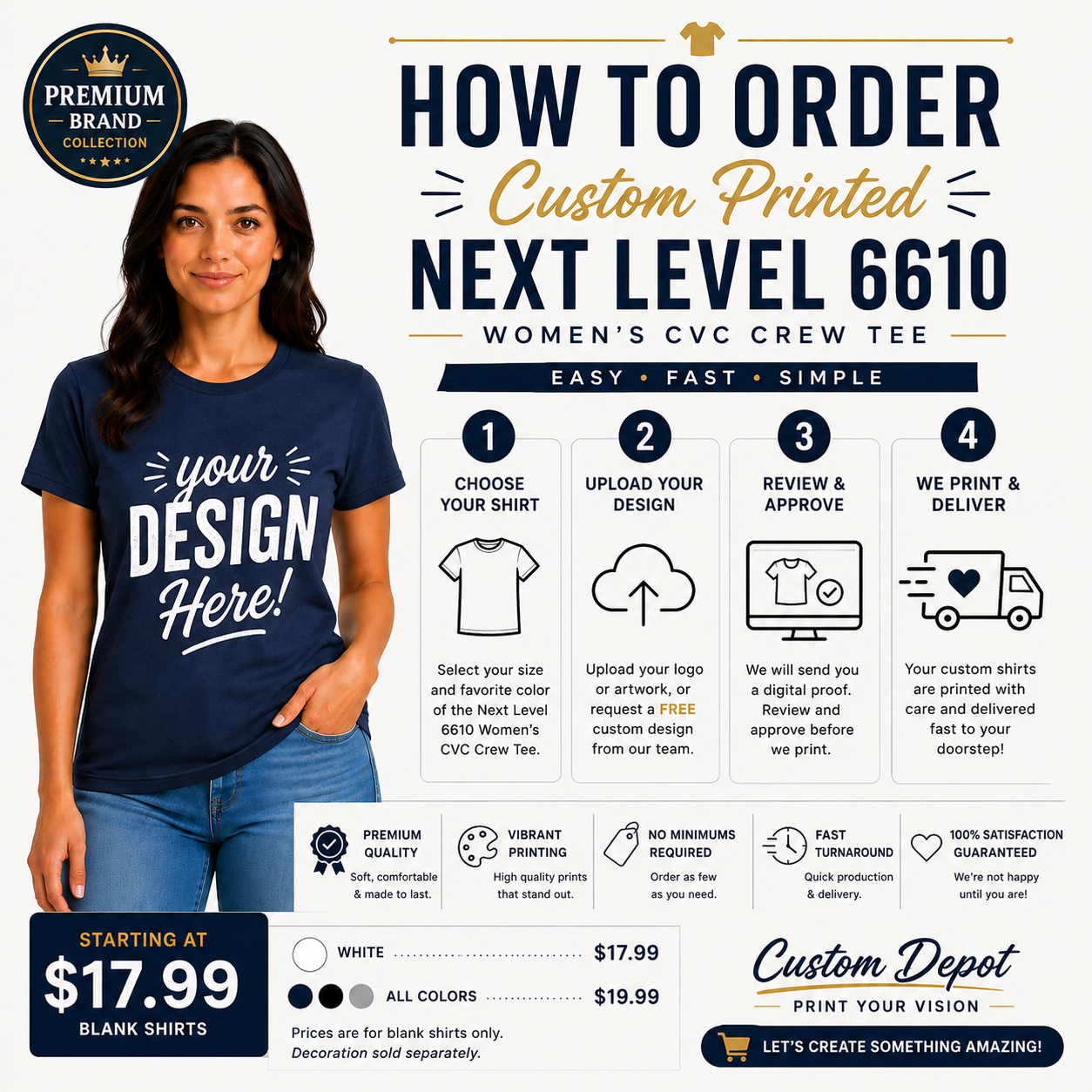 Next Level Women's CVC Crew Tee  | Soft Cotton Blend (NL6610)