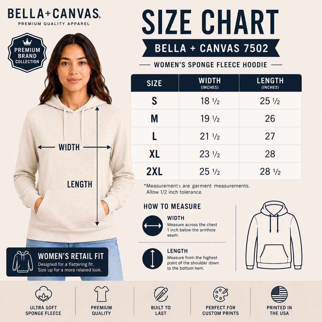 Bella + Canvas  Women's Sponge Fleece Hoodie | Premium Pullover Hoodie (7502W)