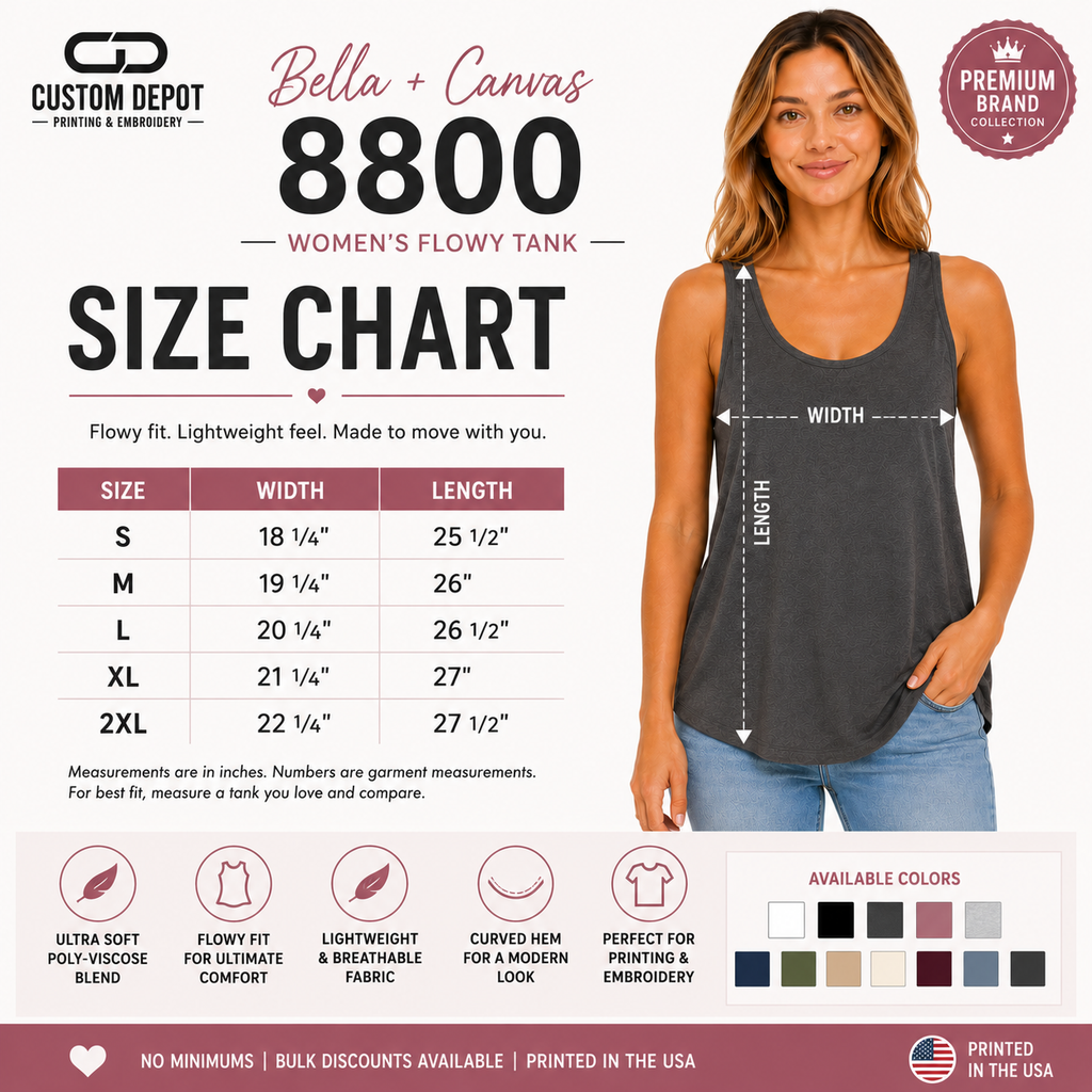 Bella + Canvas Women's Flowy Tank Top | Soft Poly-Viscose (8800)