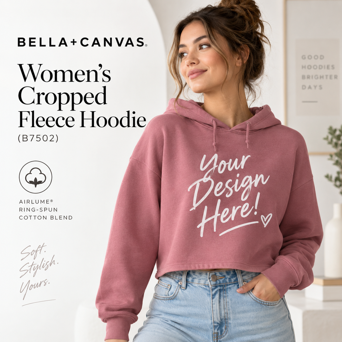 Bella + Canvas  Women's Cropped Fleece Hoodie (B7502)
