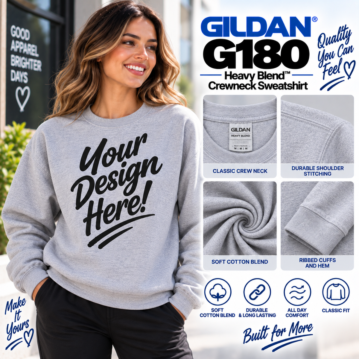 Gildan Unisex Heavy Blend™ Crewneck Sweatshirt (G180)