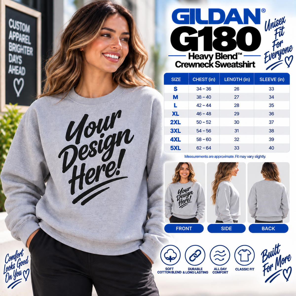 Gildan Unisex Heavy Blend™ Crewneck Sweatshirt (G180)
